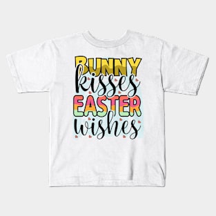 Bunny Kisses Easter Wishes - Happy Easter Day Kids T-Shirt